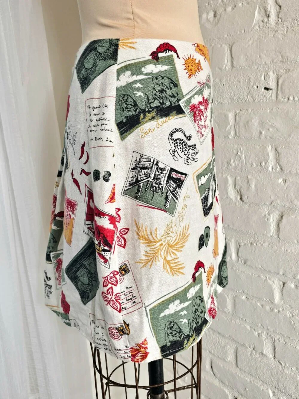 Reformation Postcards Linen Skirt Size 10 Baja California Print Mini Skirt - Picture 4 of 8